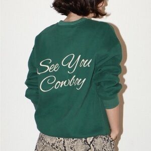 Green Bailey rose  Women's Sweater with 'See You Cowboy' Design western rodeo